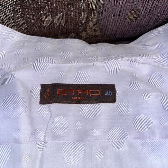 Etro Milano Light Blue Patterned Dress Shirt Size 40 Made In Italy - Picture 7 of 8
